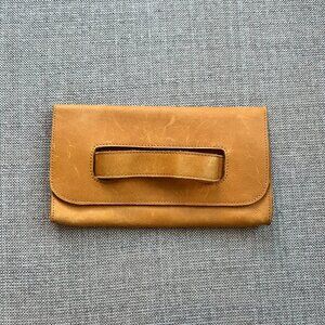 Able Mare Handle Clutch, Cognac, 100% Leather